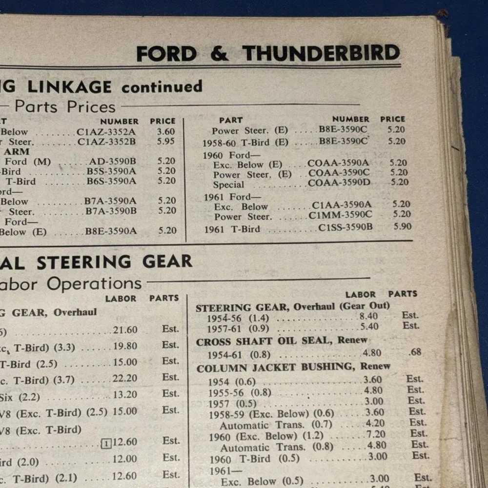 Motor's Flat Rate & Parts Manual 1961 33rd Ed Original Auto Shop Guide